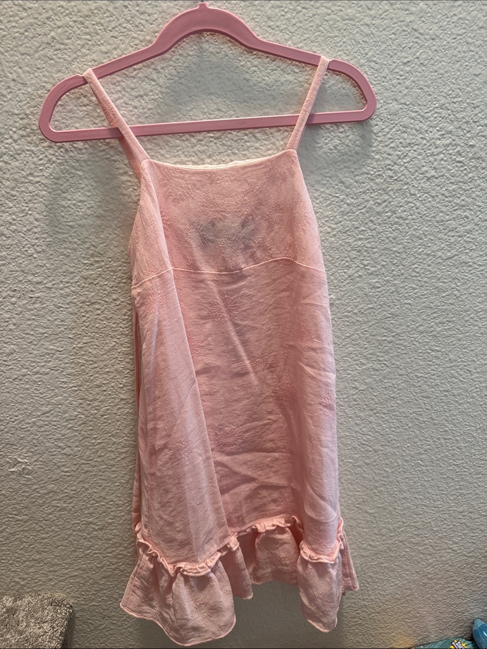 Girls' Light Pink Ruffle-Hem Sundress